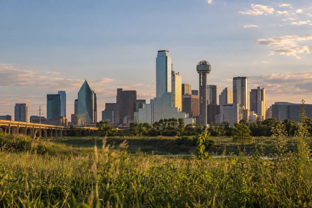 AI-generated regional scene of Dallas; not a photograph of this restaurant.
